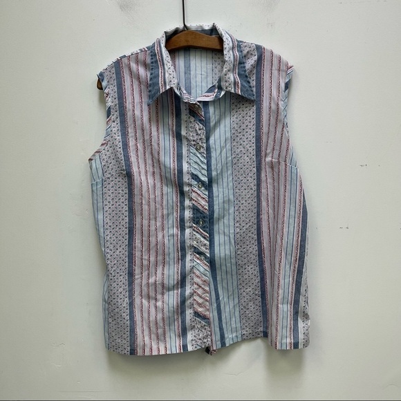Vintage Miss Fashionality Button Down Tank Blouse - Picture 1 of 7